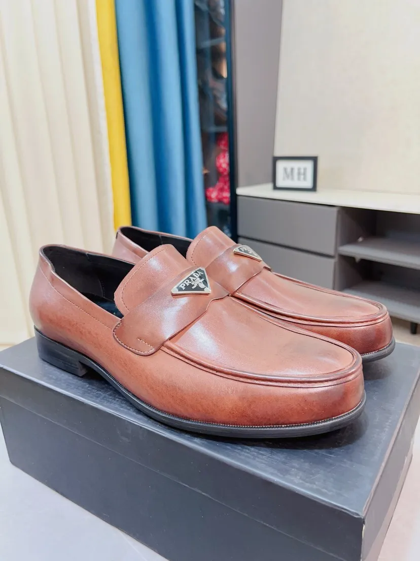 Men's shoes 💰540🌹🌹【PRADA Leather Shoes】Top purchasing agency Original imported Italian custom-made open-edge beaded cowhide leather surface, fully imported water-dyed breathable cowhide lining, original factory special molded sole super comfortable, size: 38-44